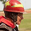 Retro motorcyclist